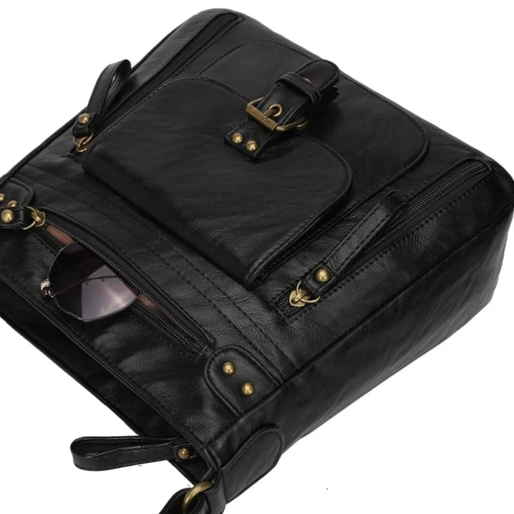 Crossbody Multi Pocket Shoulder, Medium PU Leather Cross Body Bag - Picture 6 of 7